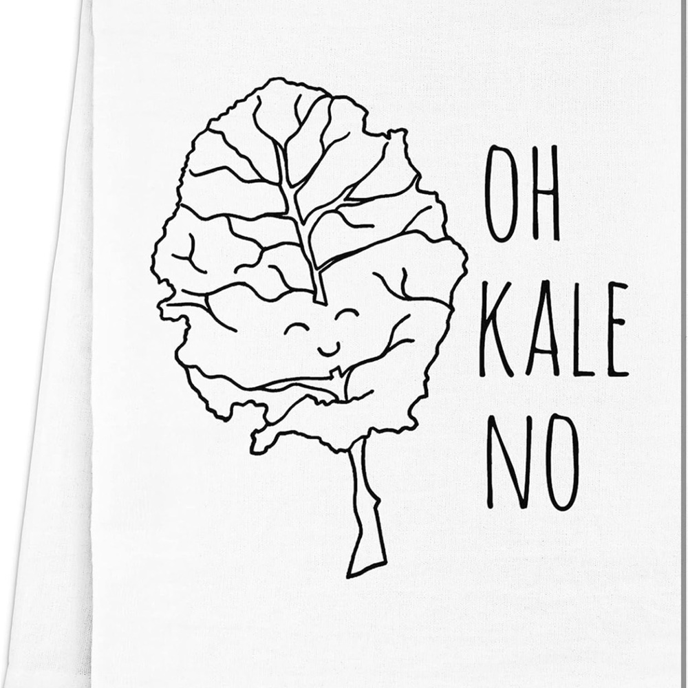 White Kitchen Towel with Oh Kale No Design